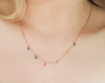 Colorful glass necklace - 18K Gold Plated 5 microns - Hypoallergenic - Romantic gold necklace - Minimalist necklace - MATISSE necklace