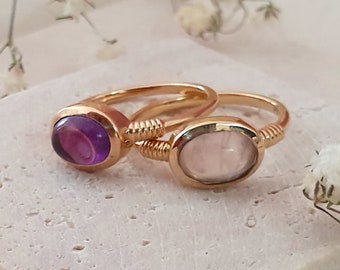 Rose Quartz Ring, 18K Gold Plated Ring, Roman-inspired jewelry, Antique and Timeless jewelry, Ready to gift ring, Genuine Stone, VENUS Ring