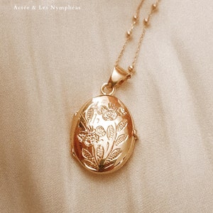 Pendentif porte-photo -Cassolette ovale élégante -Médaillon souvenir -Cassolette Art Nouveau -Bijou pour photo ou mèche de cheveux - ROSALIE