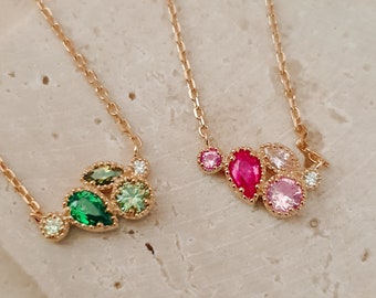 Stone set necklace - 18K 5 micron gold plated necklace - Discreet minimalist necklace - Jewelry for her - Romantic gold gift - ROSA necklace