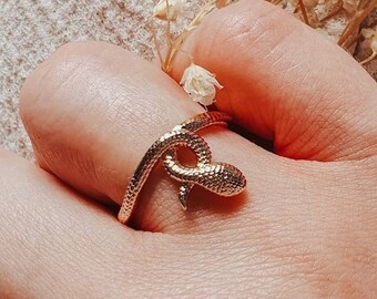 | Anillo de serpiente de oro Anillo chapado en oro de 18 quilates | Anillo texturizado | de oro | del anillo Art Nouveau Anillo ASASARA
