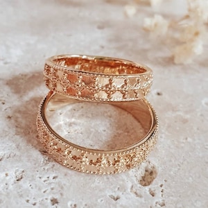 Medieval Cross Ring | Gold Carved Ring | Inside Engraving | Gold 18K Plated Ring | Customizable Band Ring |  Gold Band Ring | ALIÉNOR Ring