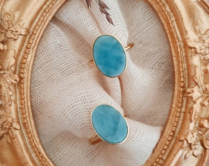 Bague De Fiançailles Ovale Aigue-marine Simulée - Or Rose Plaqué Argent 925 - Pateljewellers