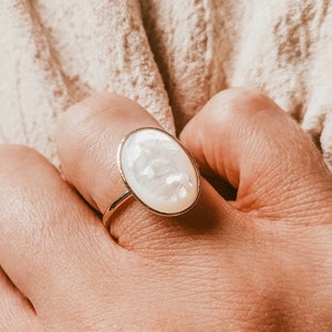 Gold Shell Ring | Mother-of Pearl Ring | Genuine Shell Ring | Gold 14K plated Ring | White Shell Ring | Adjustable Ring | ANGELIQUE Ring