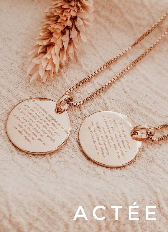 18k gold on sale engraved necklace