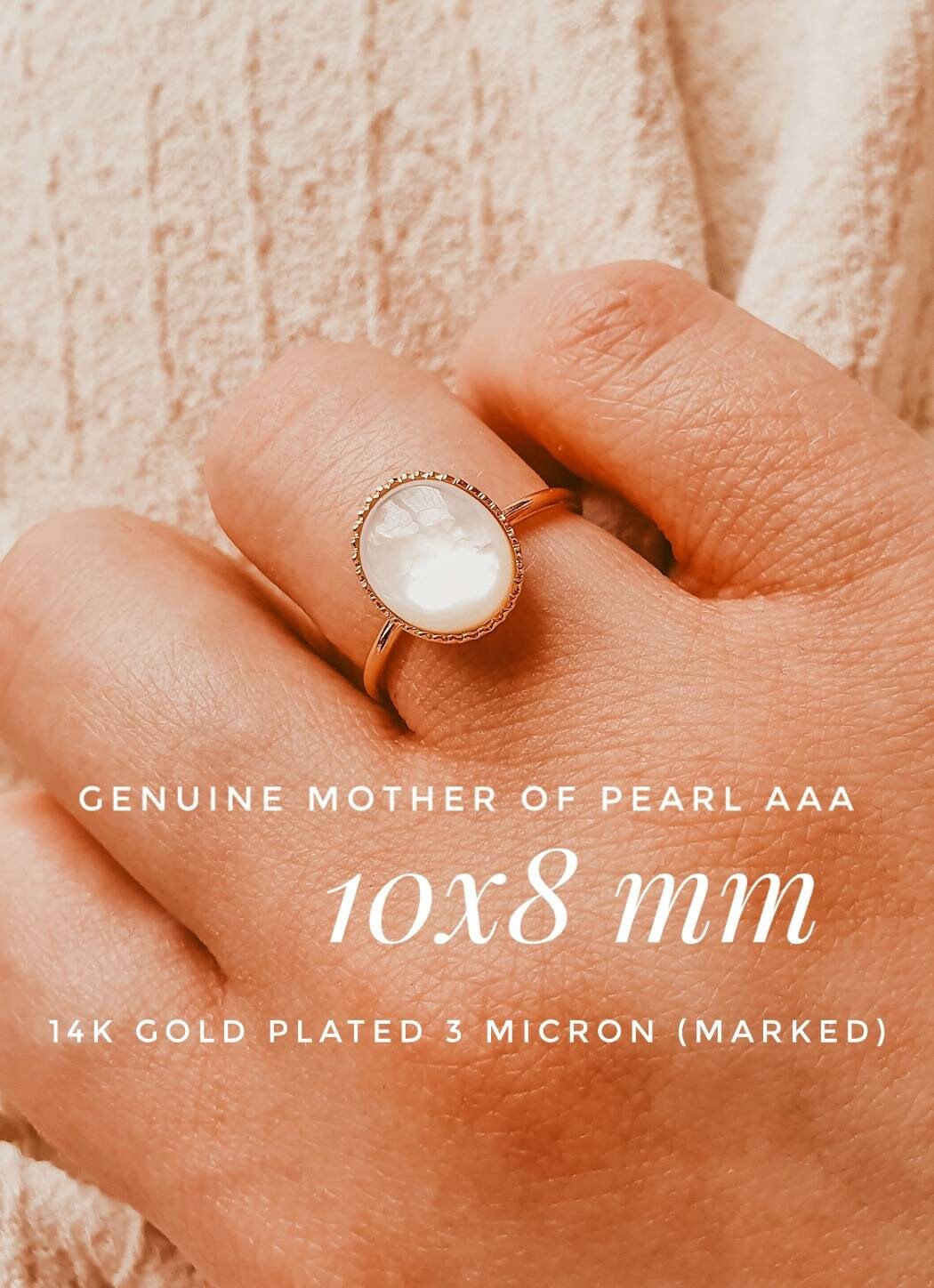 Gold Pearl Ring | Pearl Shell Ring | Gold Shell Ring | Mother of Pearl ...