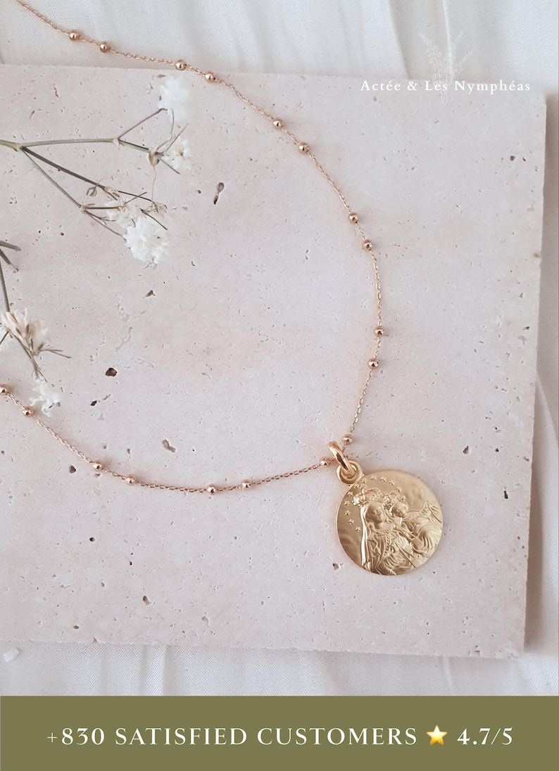 Collier avec pendentif Vierge Notre Dame du Mont Carmel, plaqué or