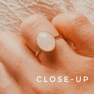 Genuine Moonstone Ring Gold Moonstone Ring Thin Moonstone Ring Gold Thin Ring AAA Moonstone Ring Gold 14K Plated Ring SELENE Ring image 2