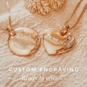 Heart Gold Necklace Custom Heart Necklace Engraved Necklace Gold 18K Gold Plated Necklace Engraved Gifr for Her JUNON Necklace image 4