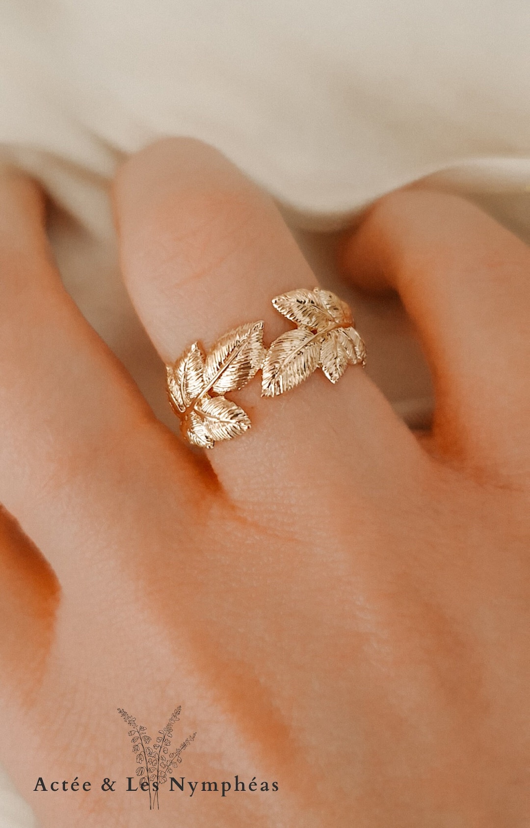 18K Gold Plated Leaf Ring - Roman-inspired, Nature-inspired