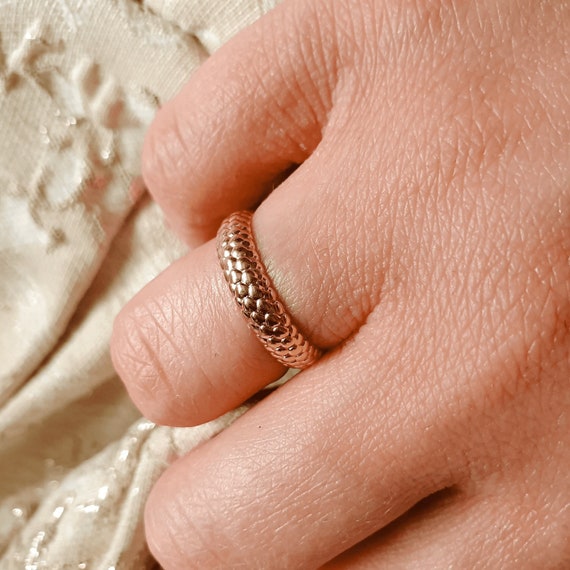 Bague Alliance Serpent . Alliance Gravure Intérieur . Bague 18K Plaqué Or . Bague Inoxydable Or . Alliance Femme . Bague MEDUSE