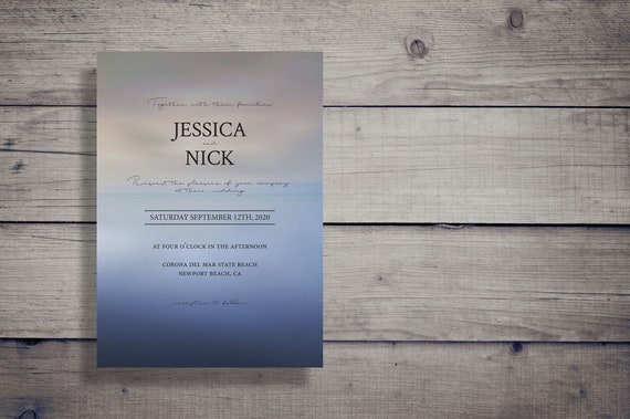 Abstract Beach Wedding Invitation Instant Download Printable Template Casual Wedding Invite Abstract Dusky Background