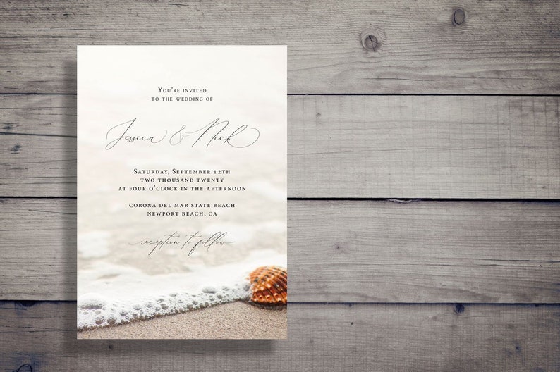 Elegant Beach Wedding Invitation Instant Download Printable Etsy