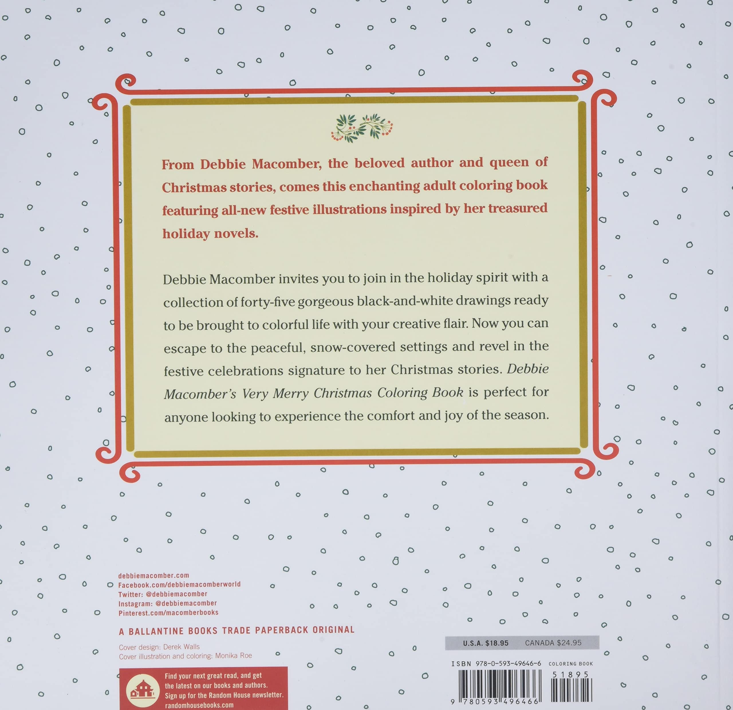 Debbie Macomber's Very Merry Christmas Coloring Book by Debbie Macomber:  9780593496466