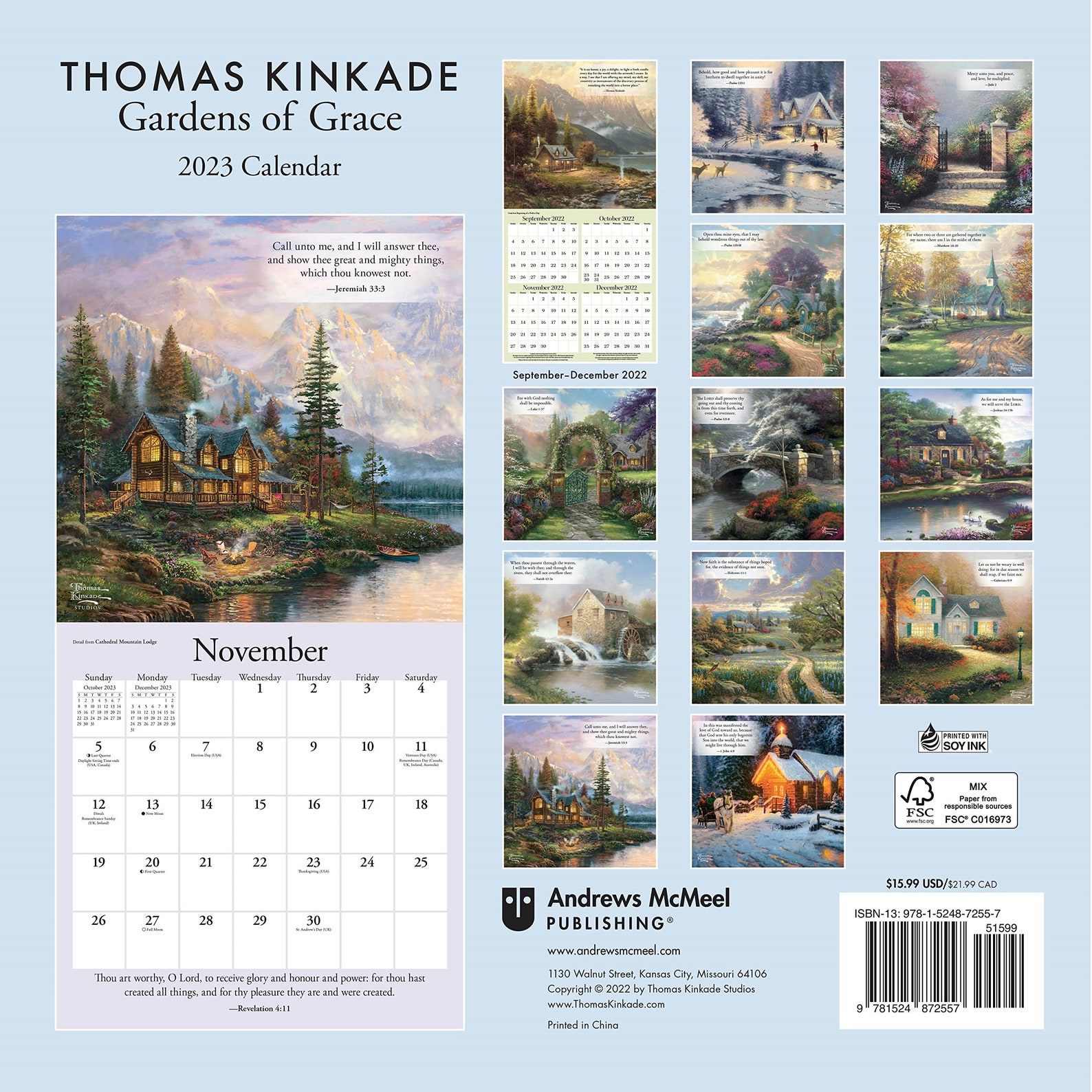 Thomas Kinkade Gardens of Grace With Scripture 2023 Wall Etsy