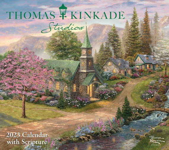 Thomas Kinkade Studios Calendrier mural de luxe 2023 avec écriture