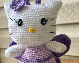 Crocheted Kitty Butterfly Plush, Amigurumi Stuffed Animal Toy
