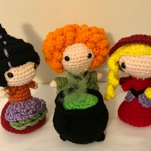 Witchy sisters set, Halloween witch sisters with cauldron