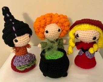 Witchy sisters set, Halloween witch sisters with cauldron