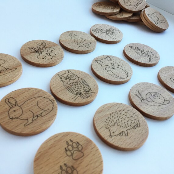 Wooden Memory Game Forest Animals Game Wooden Make A Match Etsy