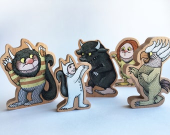 Where the Wild Things are toys / Wooden set of toys / Maurice Sendak / Monsters / Max and Carol