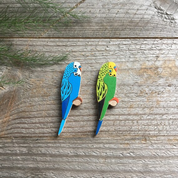 Broche Perroquet Bleu Petit Oiseau Broche épingle Avec Oiseau En Bois Broche De Perroquet Bois Bijoux Accessoires En Bois