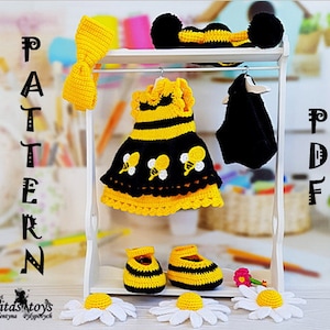 Kleid Hase Schnittmuster Stricktier Kleidung pdf Outfit für Bärin pdf Kleid Bär Schnittmuster Englisch