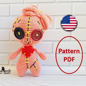 Crochet voodoo doll, Gothic amigurumi, Creepy doll crochet, Scary toy crochet