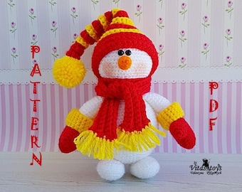 crochet snowman PDF, knit snowman pattern, Crochet Winter snowman