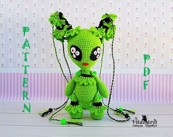 crochet  alien toy, amigurumi fantasy, knited monster doll, crochet  monster pdf