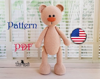 Crochet toy bear pdf Amigurumi teddy pdf Kniting toy bear pdf English