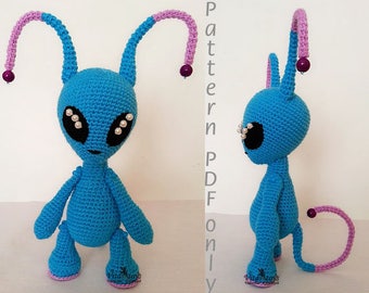 Crochet Pattern of Cute Alien Boy, (Amigurumi tutorial PDF file), Cute Alien toy monster pattern, amigurumi handmade toy