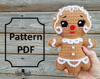 Crochet Gingerbred Doll Pattern Christmas Ragdoll Amigurumi