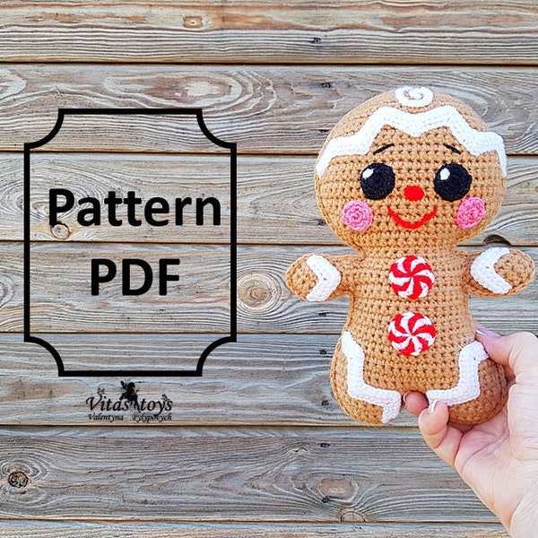 Crochet gingerbred toy Amigurumi rag doll pattern