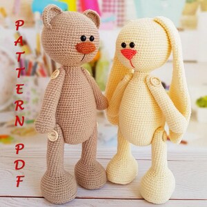 Crochet Teddy Bear & Bunny Pattern: Amigurumi Toy (PDF Pattern)