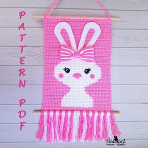 Crochet decor rabbit Wall hanger Bunny pattern
