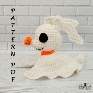 Crochê brinquedo cachorro fantasma Padrão Amigurumi Zero boneca de pano