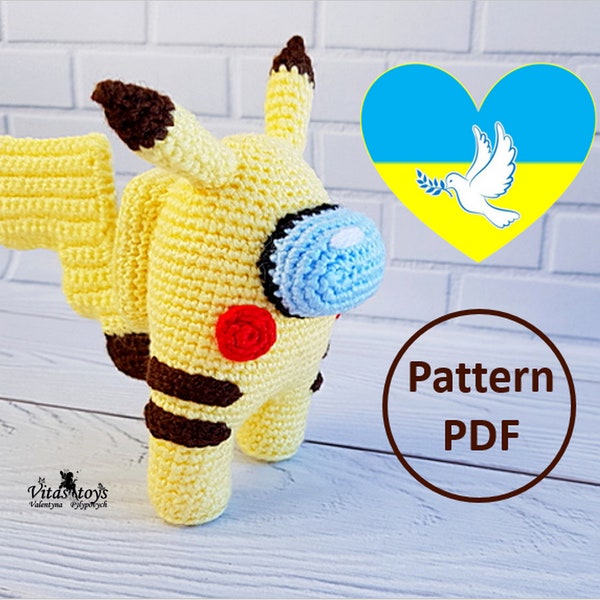 Among us amigurumi Crewmate toy crochet Pokemon Pikachu Support Ukraine Pattern Ukrainian