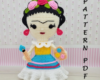 Crochet Frida Doll Pattern, Amigurumi Ragdoll PDF Pattern