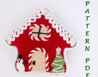 Amigurumi house rag doll Crochet gingerbread Winter house pattern