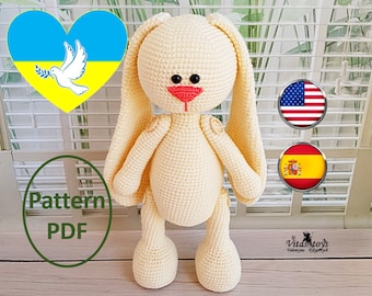 Crochet bunny Amigurumi bunny Amigurumi crochet rabbit English Spanish Support Ukraine Pattern Ukrainian