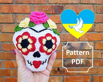 Crochet Sugar Skull Frida Ragdoll Pattern: Amigurumi Halloween Toy (PDF Pattern)