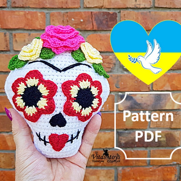 Sugar skull Frida Halloween Frida rag doll Skull amigurumi Frida mexican doll Pray for Ukraine Support Ukraine