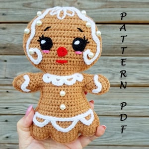 Padrão de boneca de crochê Gingerbred Ragdoll de Natal Amigurumi