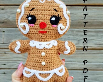 Crochet Gingerbred Doll Pattern Christmas Ragdoll Amigurumi