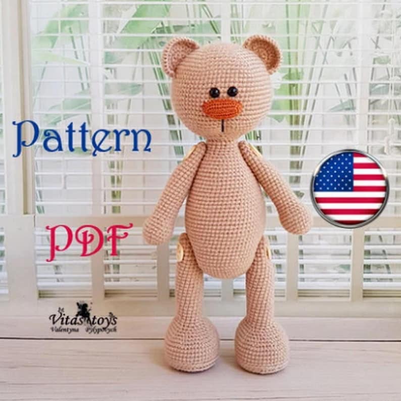 Crochet Bear Toy Pattern: Amigurumi Teddy (PDF Pattern) image 1