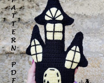 Crochet Halloween house pattern, Amigurumi spooky toy PDF