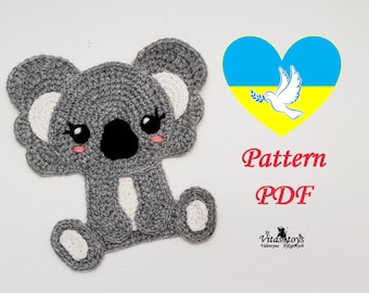 Crochet cute Koala Applique I Pray for Ukraine Support Ukraine