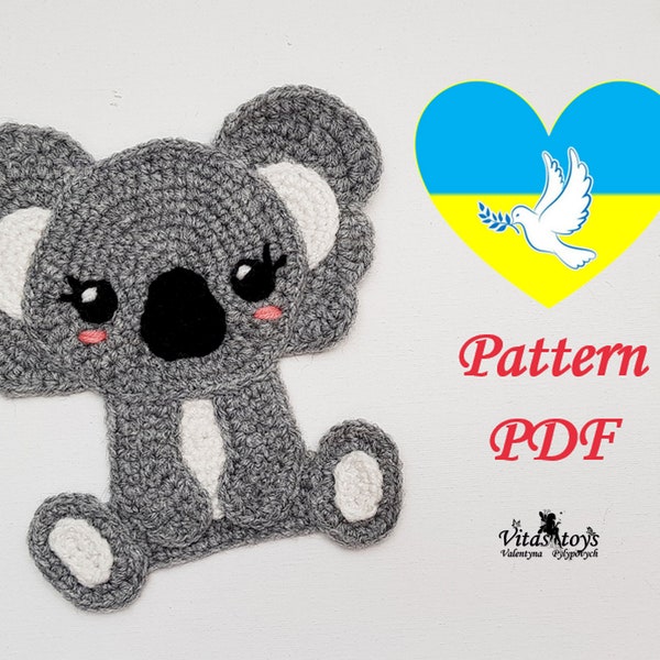 Crochet mignon Koala Applique I Pray for Ukraine Support Ukraine