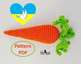 Crochet toy Carrot amigurumi easy pattern Support Ukraine Pattern Ukrainian
